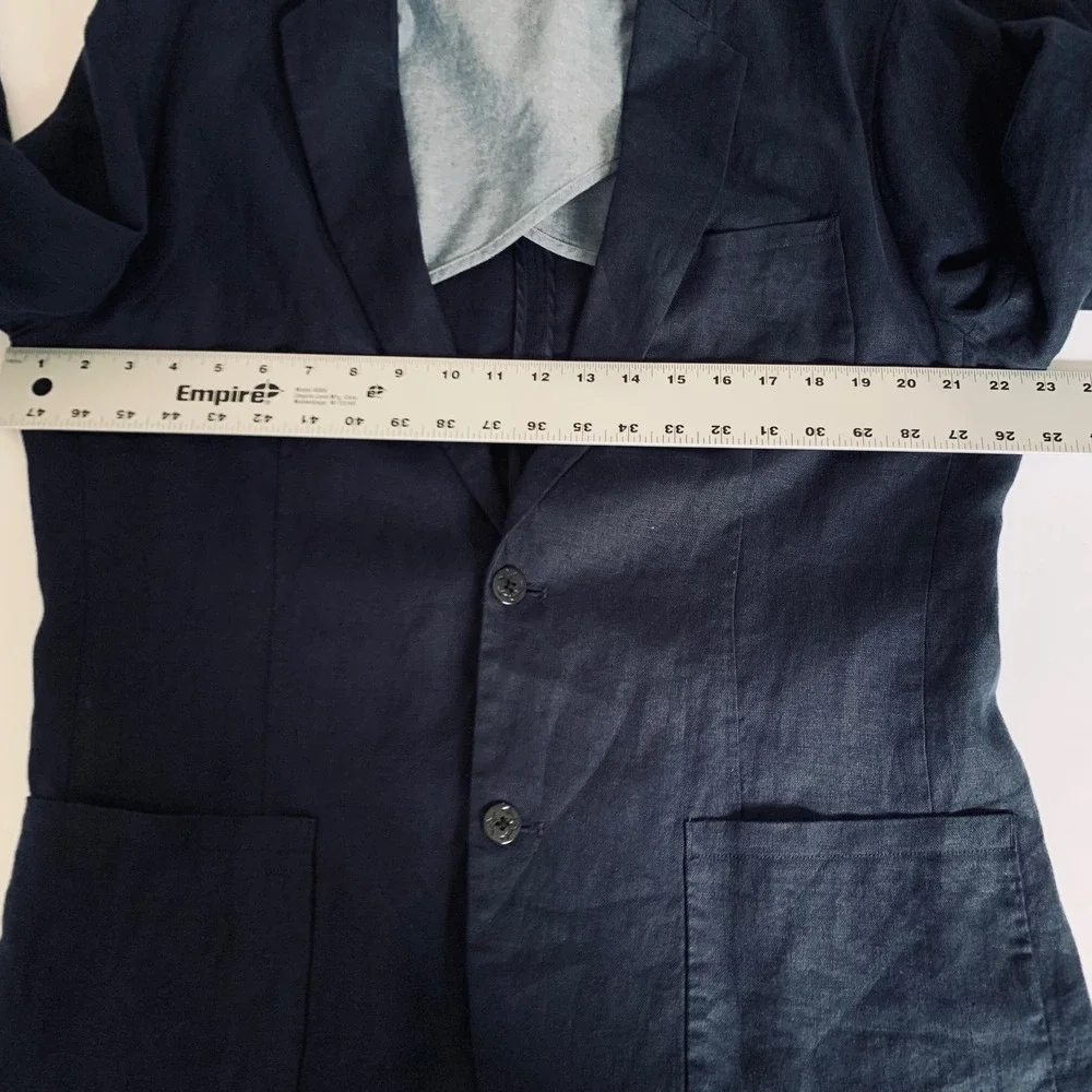 Nautica 100% Linen Blazer Men M Navy Blue Sport Coat Coastal Resort Quiet Luxury